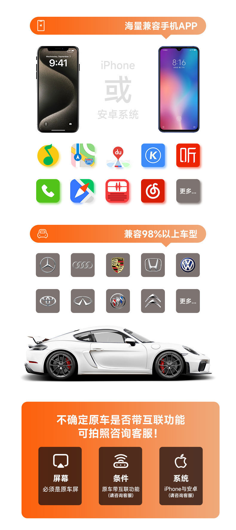 Cross-border new wireless carplay car machine navigation AndroidAUTO two-in-one car machine interconnection conversion box