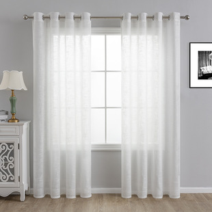 Cross-border Finished Solid Color Tadu Hemp Light Transmission Gauze Curtain for Living Room Bedroom Study Balcony Curtain Fabric Window Screen Modern Simple