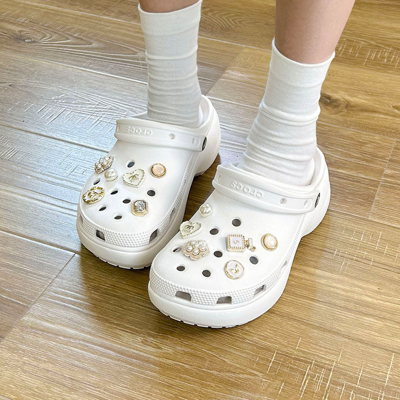 New Platinum Beaded Series Hole Shoes Detachable Shoe Buckle Diy Slippers Shoe Flower Accessories Cross-border shein Hair