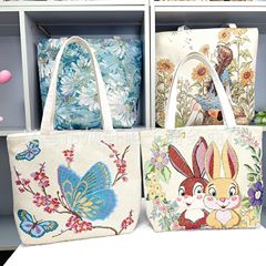 卸売りキャンバスバッグ両面金糸ジャカードシングルショルダーバッグ通勤通勤バッグ大容量カジュアル収納しましょう。