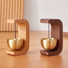 Amazon ドーパミン ブラック ウォールナット ベル ペンダント ドアベル 磁気風鈴 ホーム リマインダー 真鍮