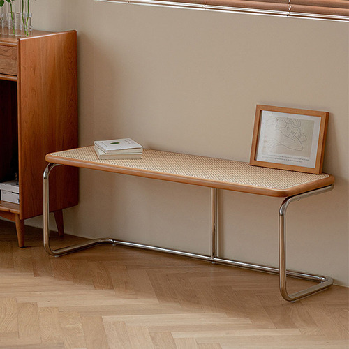 Nordic creative rattan bench home door solid wood shoe changing stool bedroom second-hand bed end stool bed and breakfast porch low stool