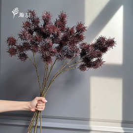 葱球仿真花 小3叉刺果球 果子家居样板房花艺装饰绿植婚礼捧花