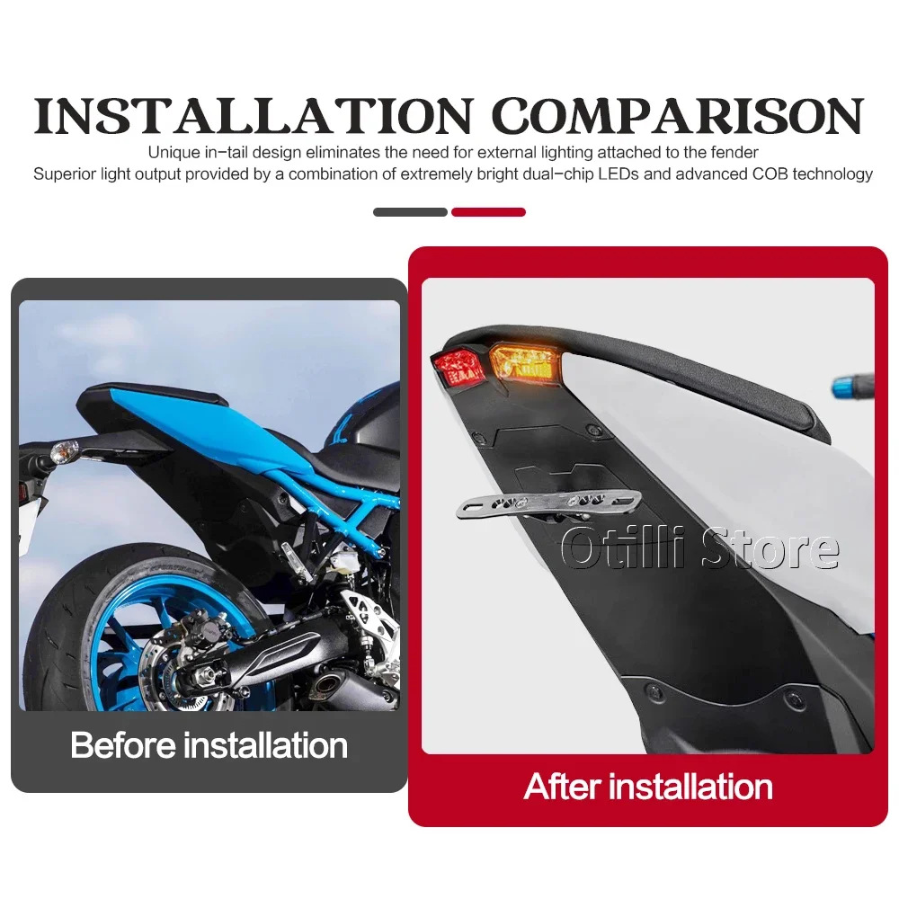 Suitable for Suzuki Gsx-8S/8R 2023-2025 Integrated Led Taillight Short Tail Modified License Plate Holder