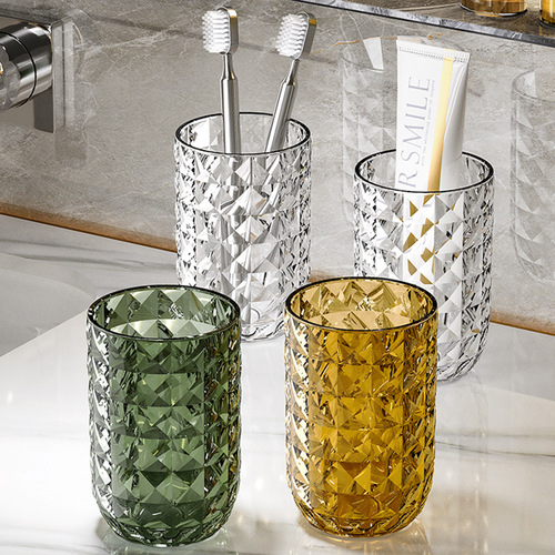 Light luxury diamond pattern mouthwash cup bathroom toothbrush cup hotel wash cup couple men and women brushing teeth household cup