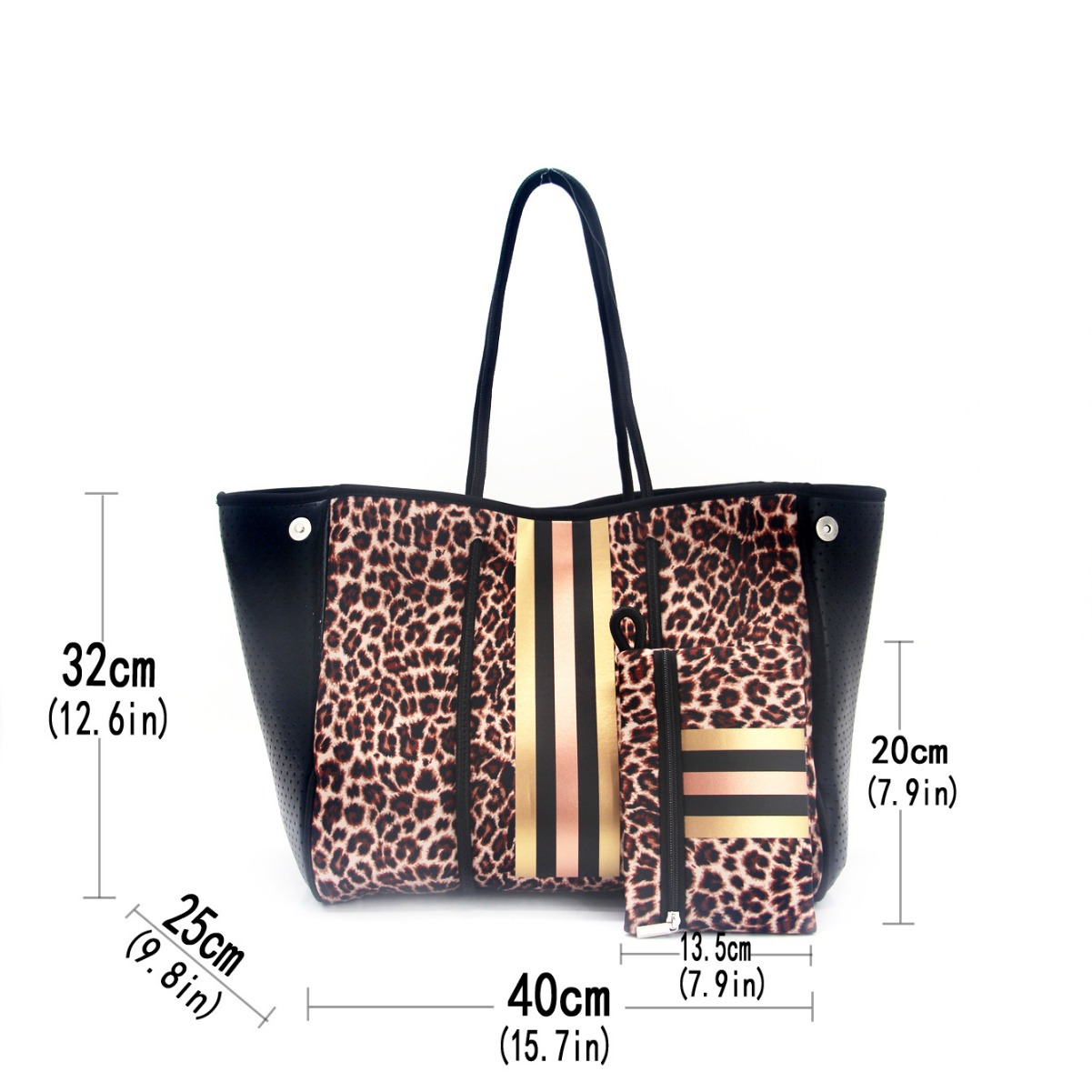 Camouflage leopard print black printed portable for leisure travel women's bag, diving material beach bag_voghion.com