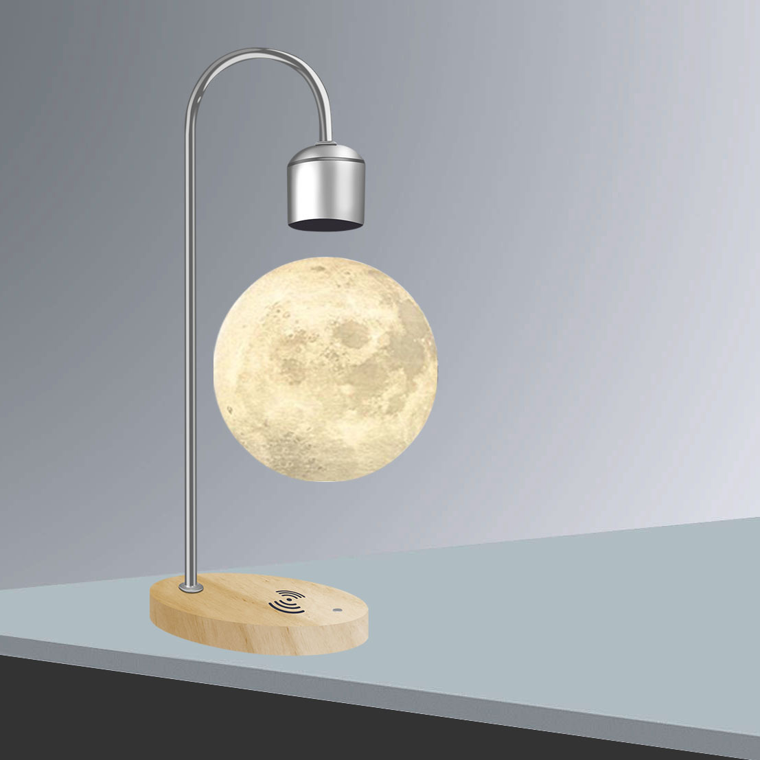 Lámpara De Luna suspendida 3D impresión integrada sin fisuras creativa suspensión magnética lámpara de mesa de Luna decoración del hogar LED luz de la noche