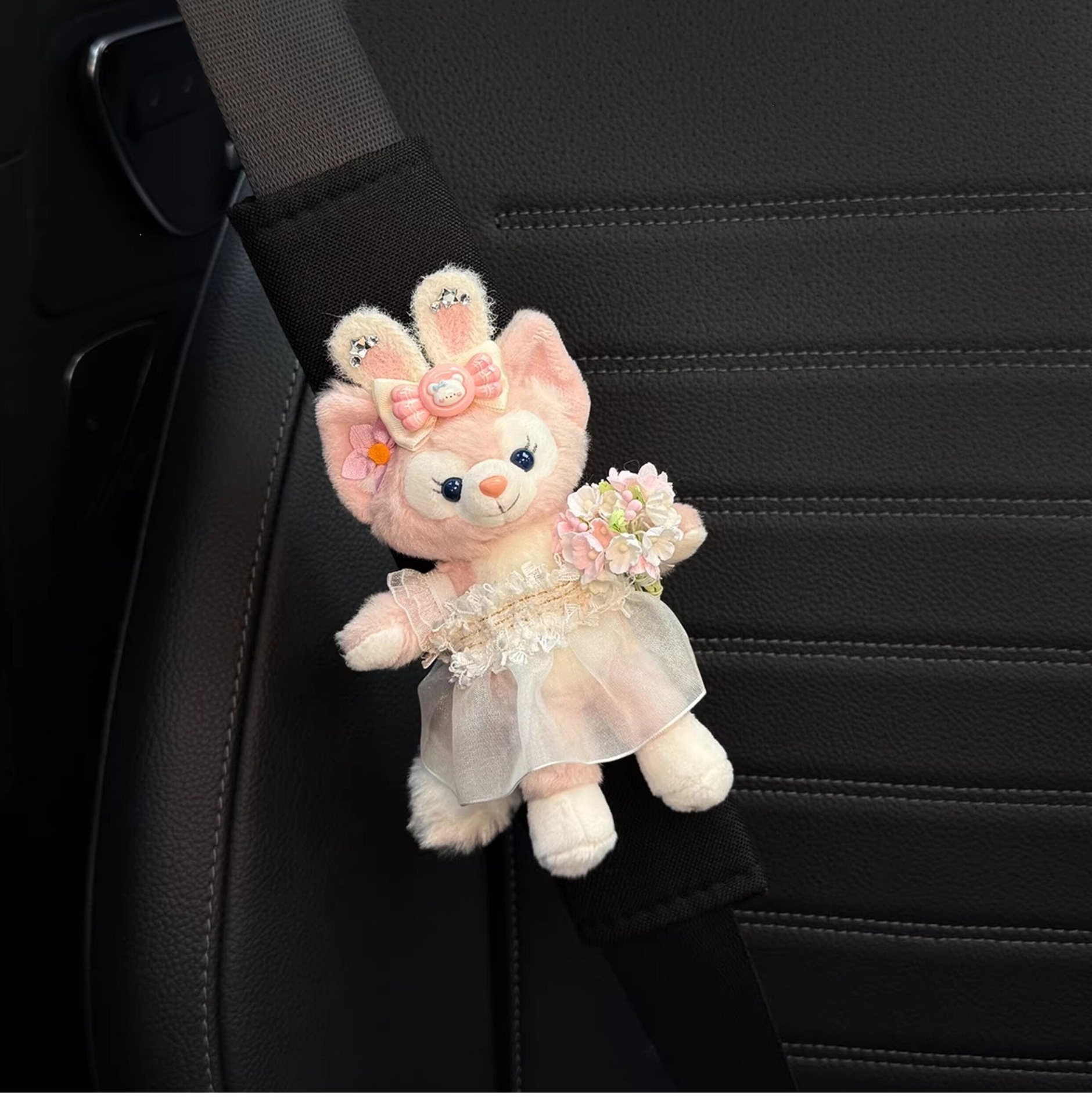 Cute car seatbelt shoulder pads for women, anti-chafing for car interiors, a pair for couples, LinaBell and StellaLou