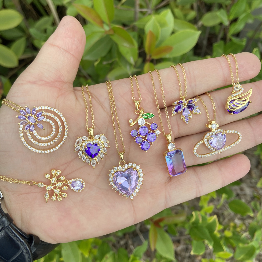 Elegant Heart Shape Copper Plating Zircon Pendant Necklace