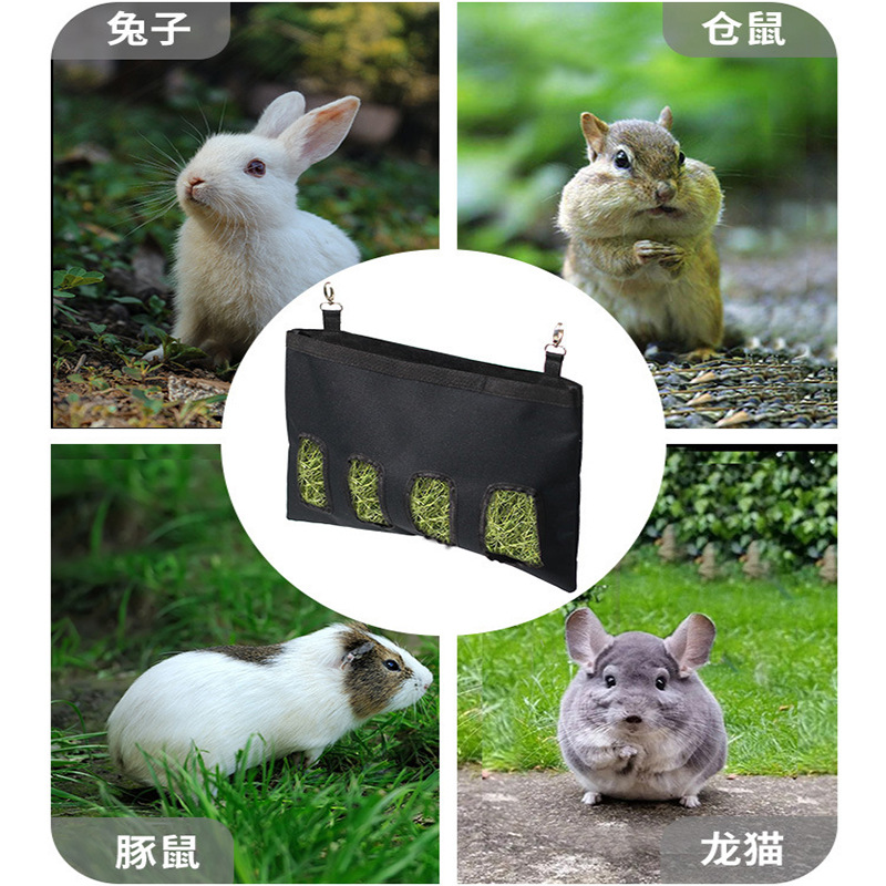 Bolsa de heno para conejos, bolsa de alimentación colgante de gran capacidad para cobayas, bolsa colgante para almacenamiento de alimentos para mascotas pequeñas como chinchillas, venta directa del fabricante, suministros para mascotas image 3