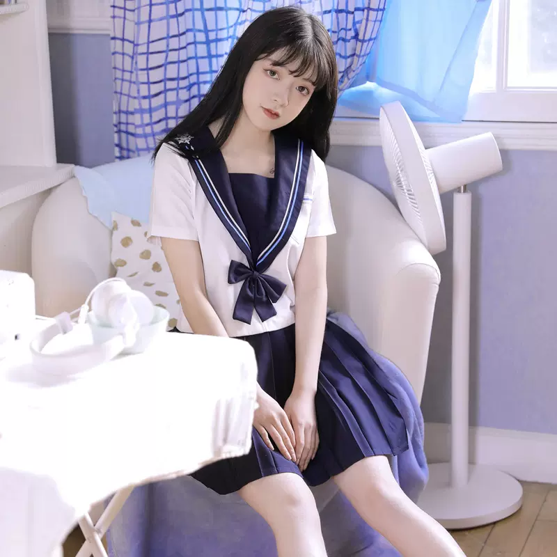 正统日系雪花刺绣JK制服学院风长袖学生水手服校服班服软妹套装