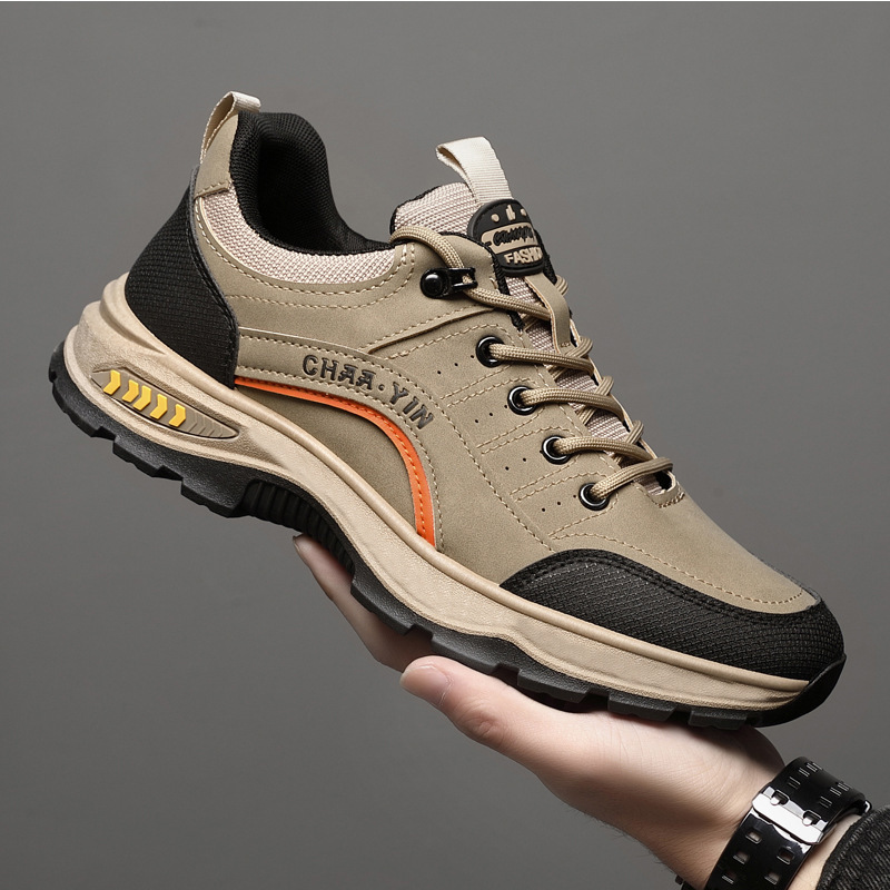 Nuevos zapatos casuales de hombre primavera y verano zapatos deportivos de cuero al aire libre con suela gruesa y cómoda zapatos de montaña de hombre al por mayor transfronterizo