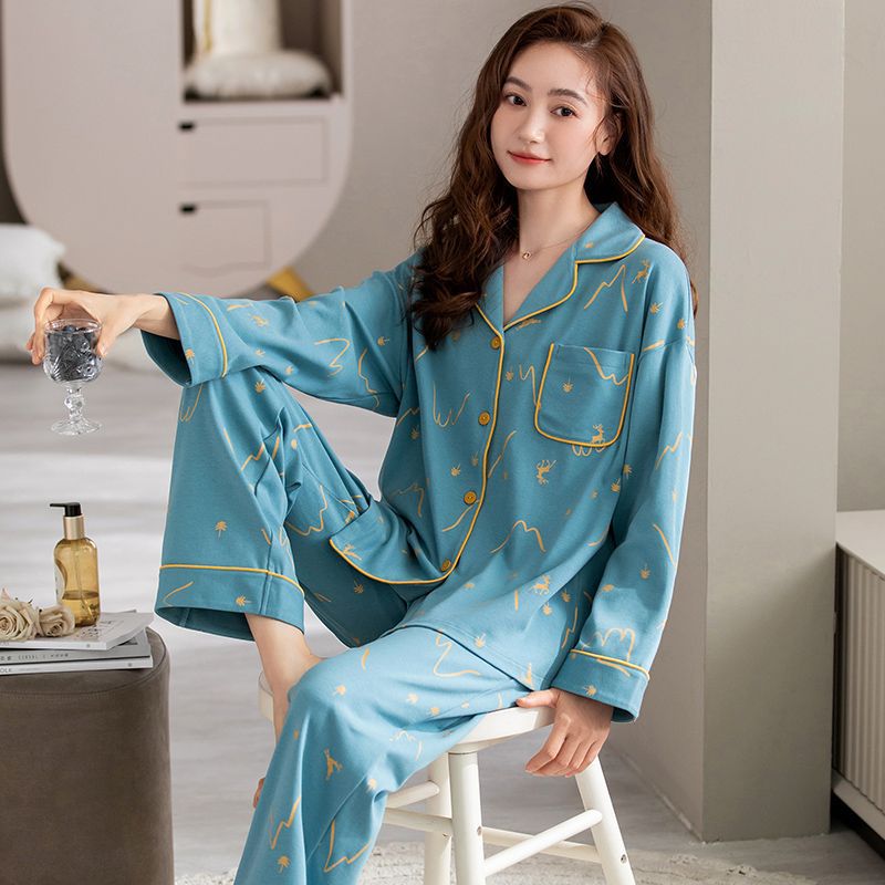 Primavera y otoño de manga larga 100% pijamas de algodón de primavera y verano de las mujeres 2023 nuevo conejo año de nacimiento año desgaste del hogar