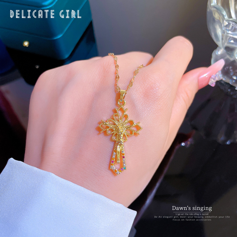 Collana a catena con micro diamanti per donna stile elegante_voghion.com