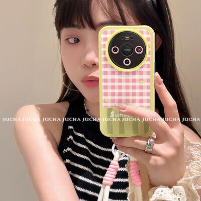 适用华为mate80pro手机壳简约设计感HUAWEImate80rs西瓜格子