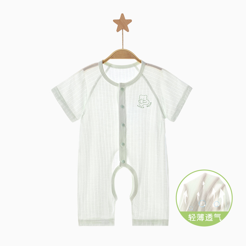 Ropa de bebé de una pieza, ropa de verano para recién nacidos, hombres y mujeres, pantalones delgados de manga corta, mampara de entrepierna abierta, ropa de verano para bebés image 10