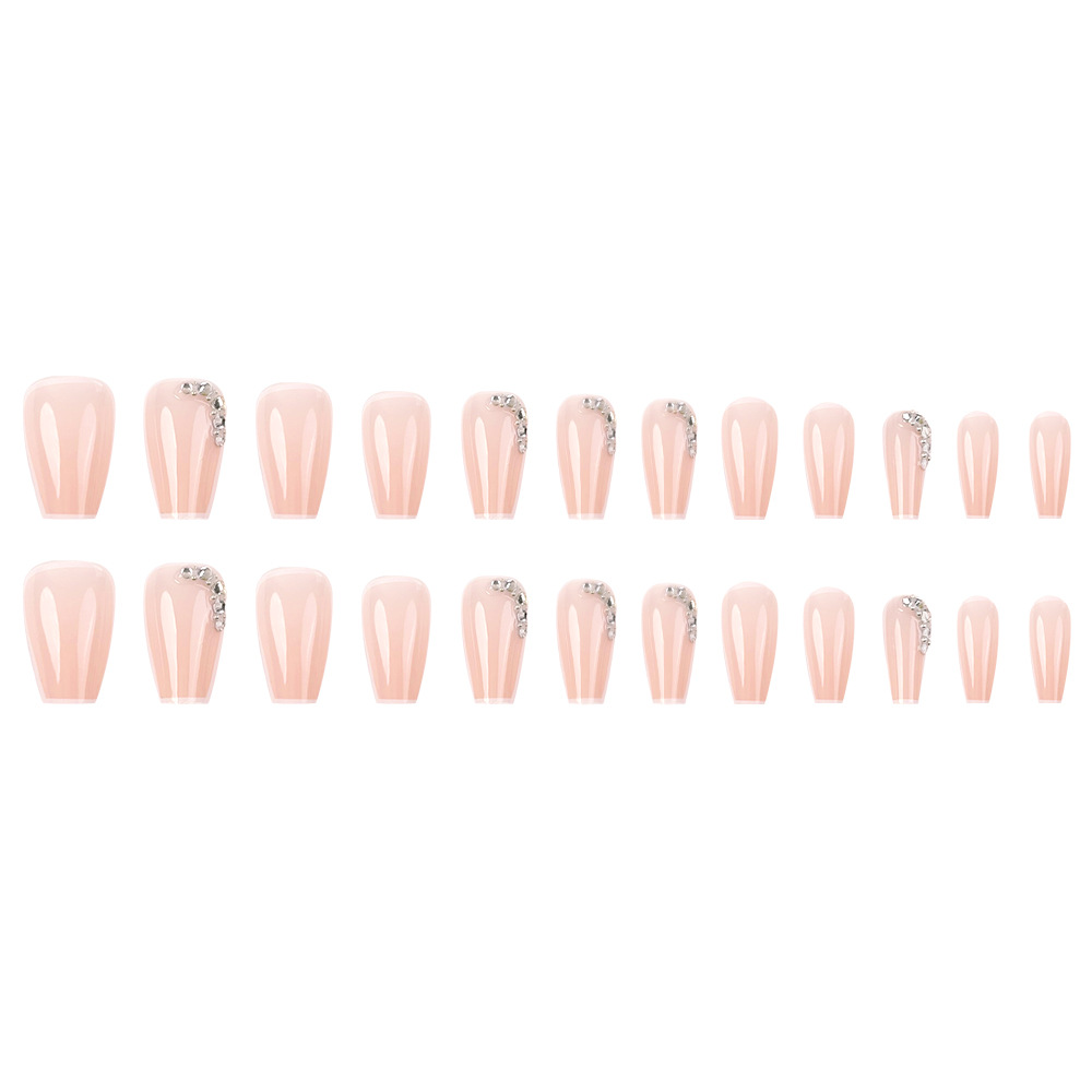 Simple escalera de borde blanco de uñas de ballet dulce y cool parche de uñas productos terminados de venta caliente transfronteriza de diamantes para usar uñas image 6