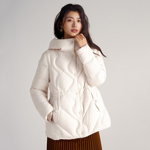 韩版时尚2024冬季新款90白鸭绒收腰羽绒服女短款宽松加厚显瘦气质