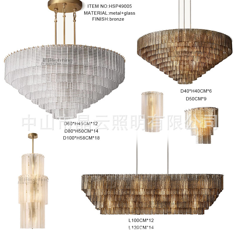 Best-Selling American-Style Modern Minimalist Glass Lighting Chandelier Wholesale Luxury Glass Hanging Decorative Chandelier