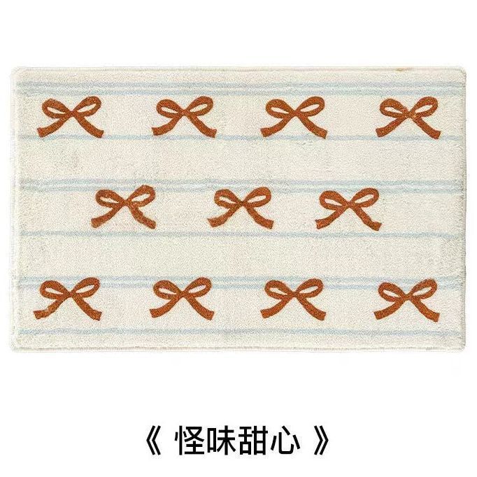 ins风蝴蝶结仿羊绒地垫厕所淋浴间专用吸水防滑脚垫入户装饰门垫|undefined
