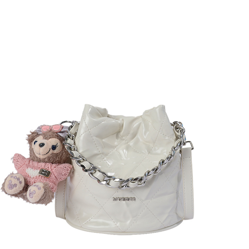 Bolsa de viento de fragancia para mujeres 2025, nueva moda de verano versátil bolso de cadena de diamante diario sensación de estilo extranjero bolso de cubo