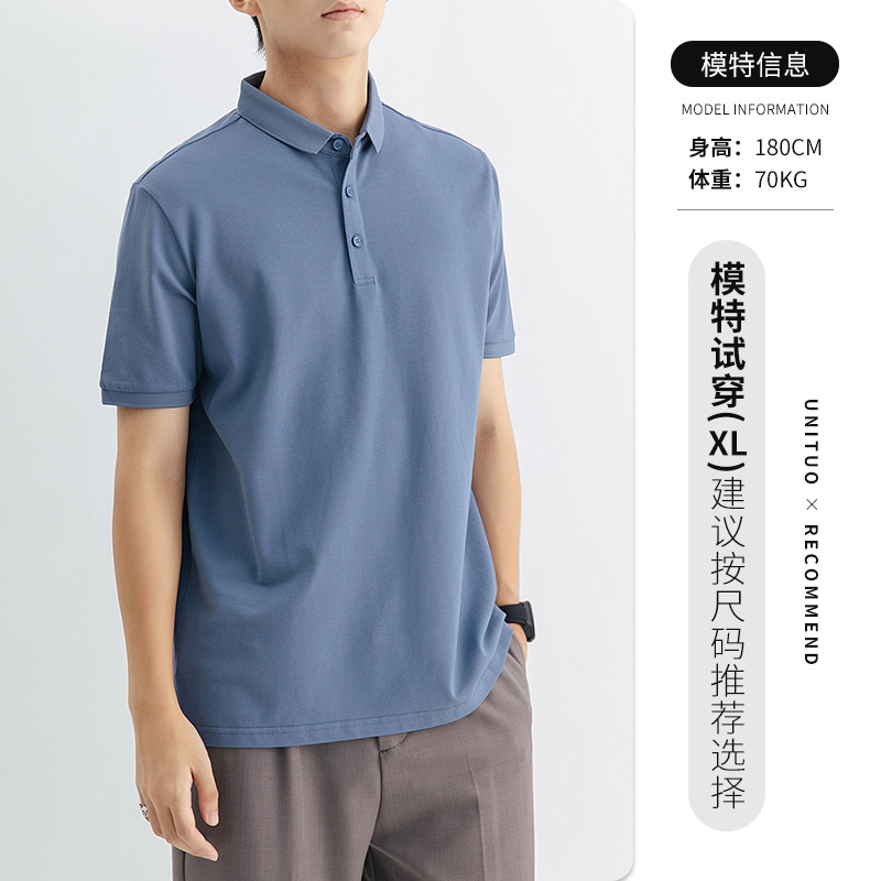 Personalizado comercio exterior transfronterizo LOGO camiseta de punto de manga corta hombre de negocios casual camiseta de hombre con collar chaqueta de hombre