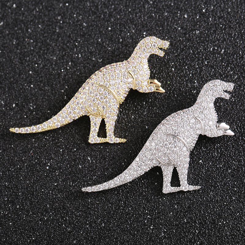 South Korea high-end Crystal Fashion suit accessories pin cute Japanese collar pin dinosaur brooch female ins personality temperament