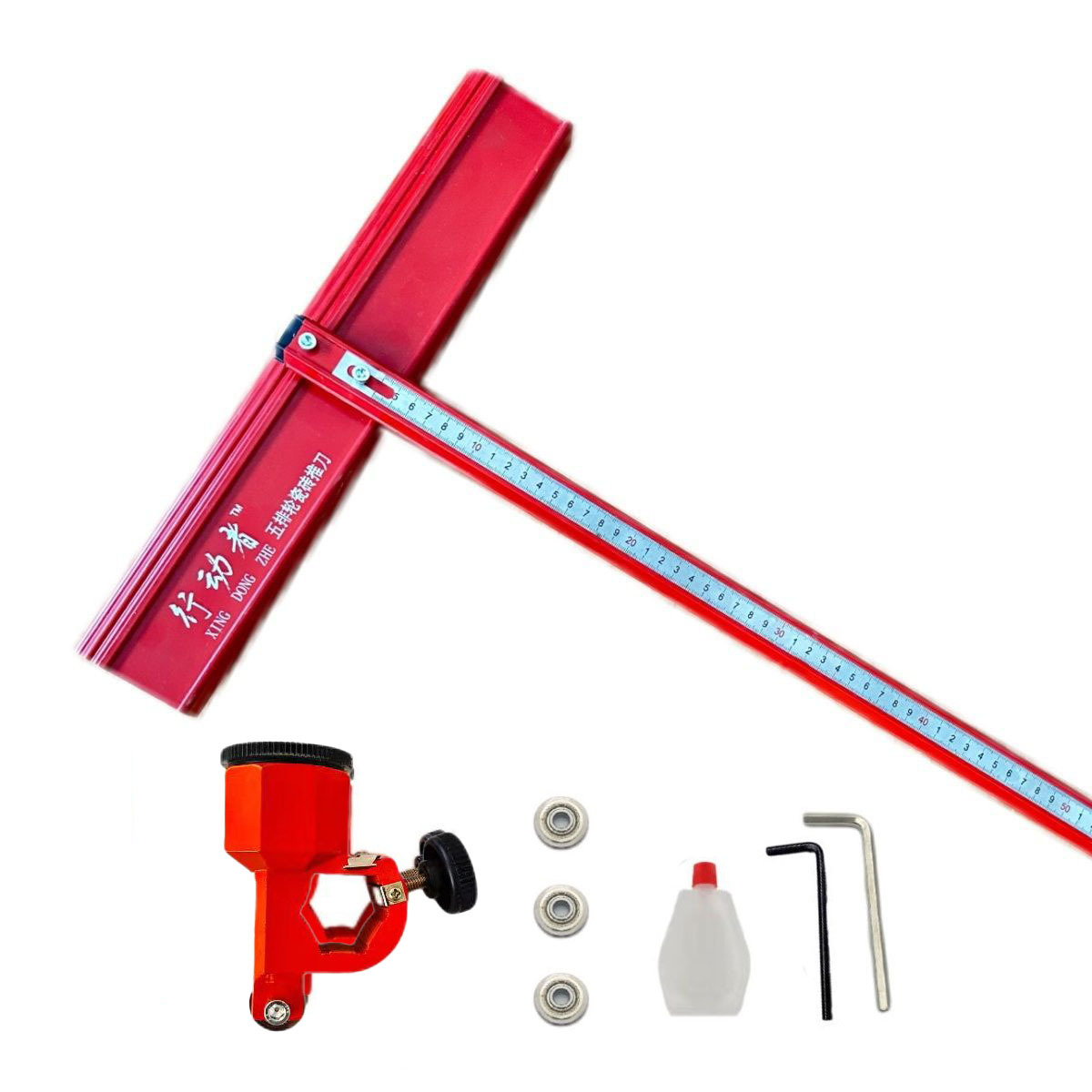 대형 나이프 휠 + 나이프 헤드 3개 + 오일이 포함된 60cm 자 막대(22mm 나이프 휠, 강력한 펜치 없음)