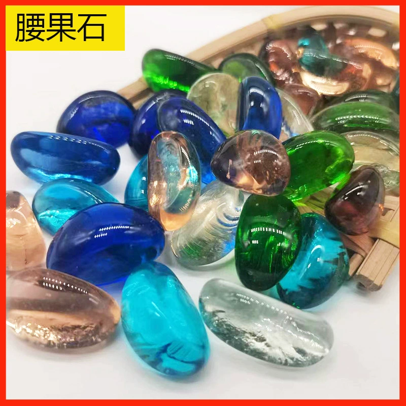 Оптовая Витражи Плоские Бусины Стекло Дождь Цветок Камень Стекло Кешью Камень В Форме Стекла Камень Дети Копать Драгоценные Камни