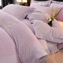 A类轻奢高级感牛奶绒四件套冬季加厚保暖婴儿珊瑚绒床上被套床单4