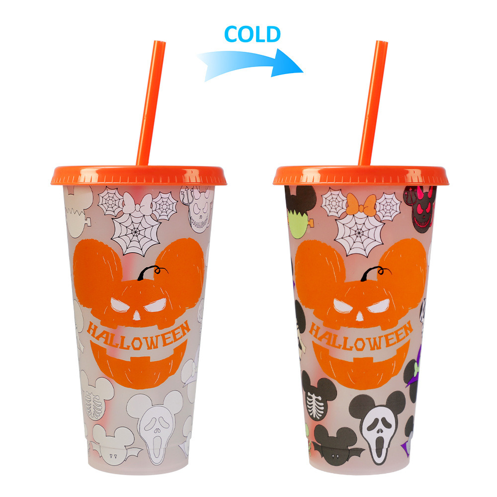 Spot transfronterizo de 710ml taza de plástico de color frío de gran capacidad PP taza de té con leche bebida fría con taza de paja con fábrica de inspección NBCU