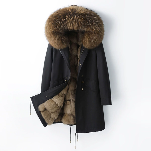 Long black khaki liner, mid-length