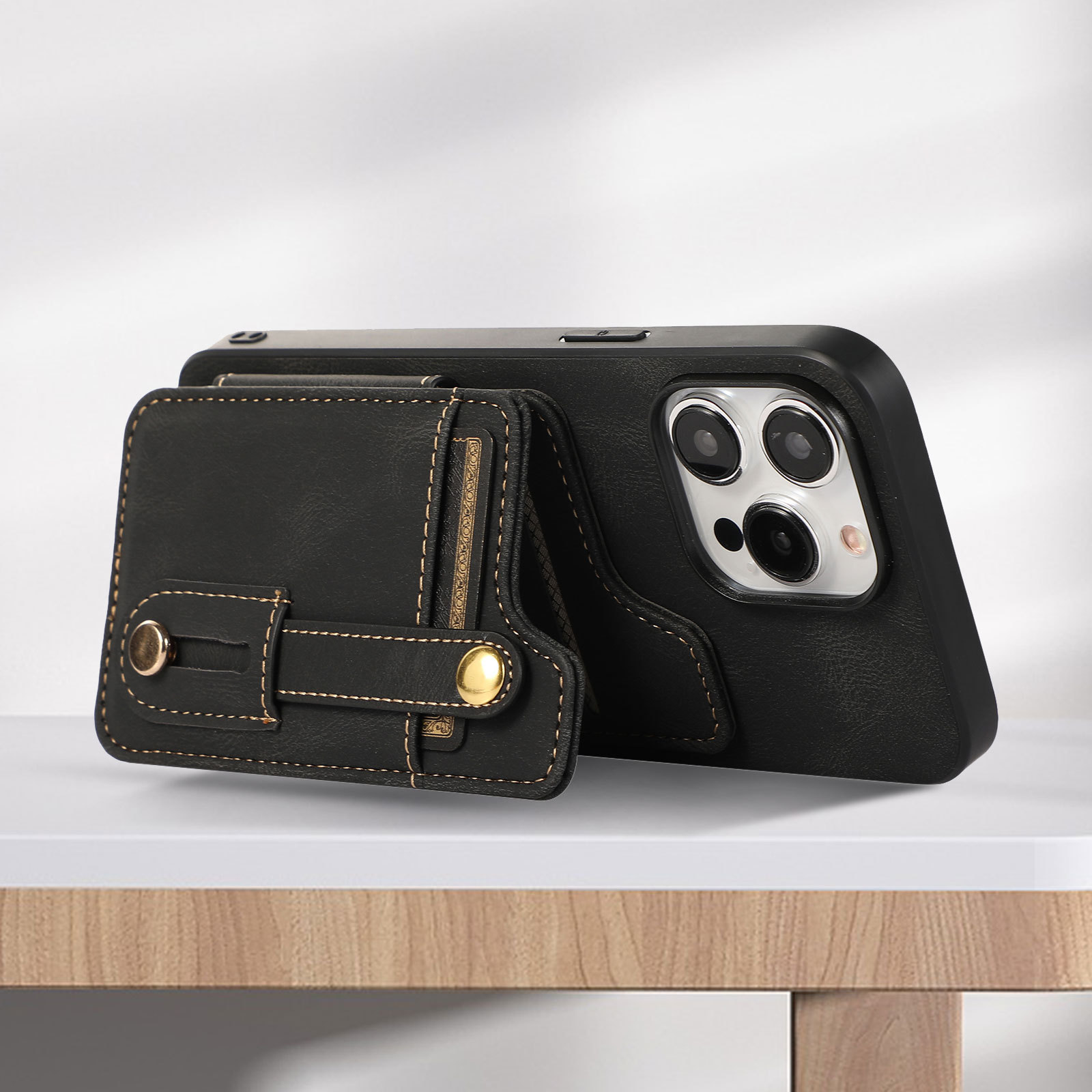 Adequado para bolsa antirroubo para iPhone 15 Pro, inserção de cartão em forma de U para Samsung S23, carteira com abertura esquerda e direita,_voghion.com