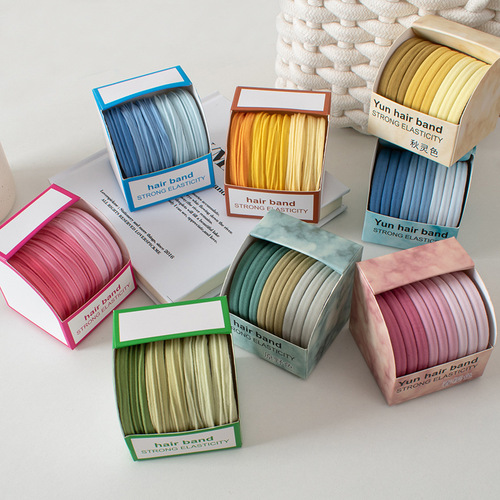 New gradient colorful box package hair tie headband simple hair clip hair tie hair accessory wholesale Korean/Japanese hair accessories