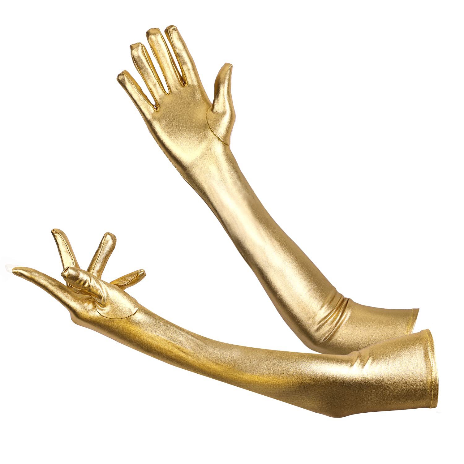 Shiny Long Patent Leather Gloves For Cosplay And Stage Performance_voghion.com