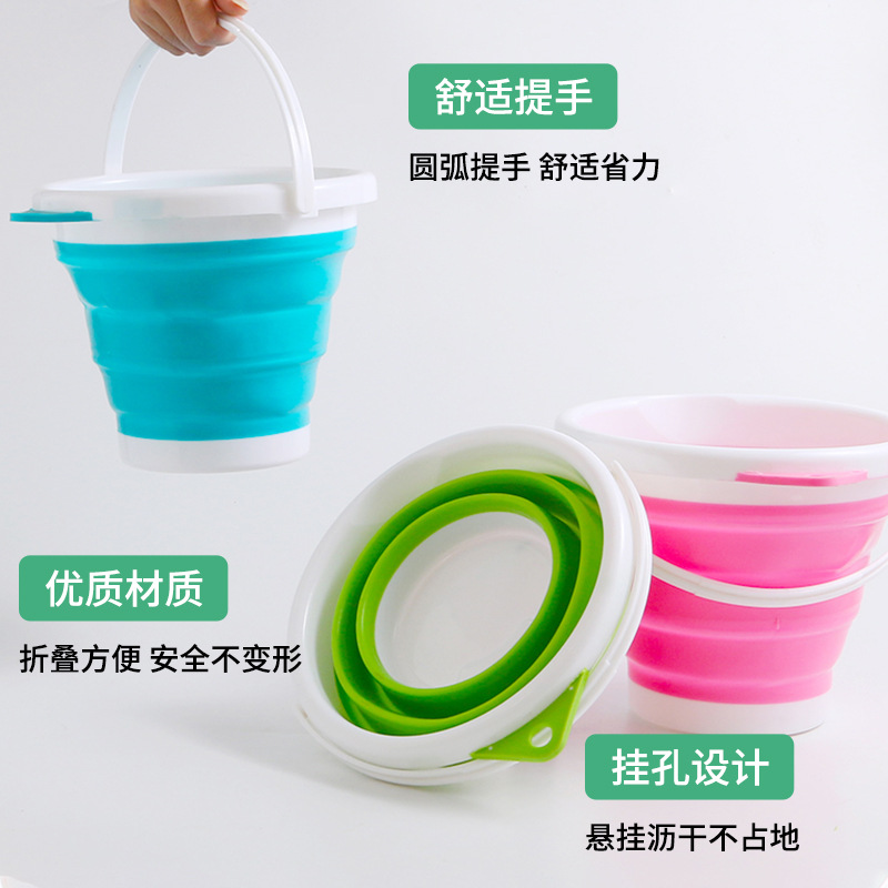 Cubo plegable portátil para exteriores, cubo de plástico grande con asa gruesa, cubo de almacenamiento para el hogar, cubo para lavandería, cubo multiusos