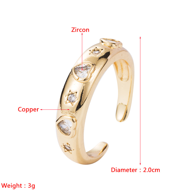 Constellation Simple Forme Cuivre Plaqué Or Ouverture Bague Réglable En Gros display picture 1