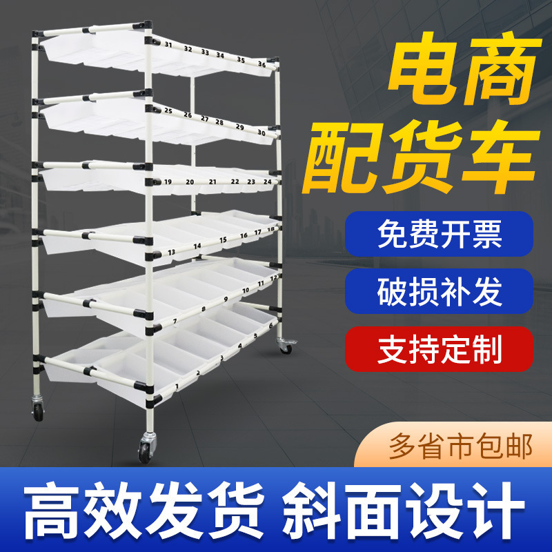 E-Commerce Picking Cart, Warehouse Packing and Sorting Cart, Double-Sided Wire Rod Cart, Four-Wheel Logistics Turnover Trolley