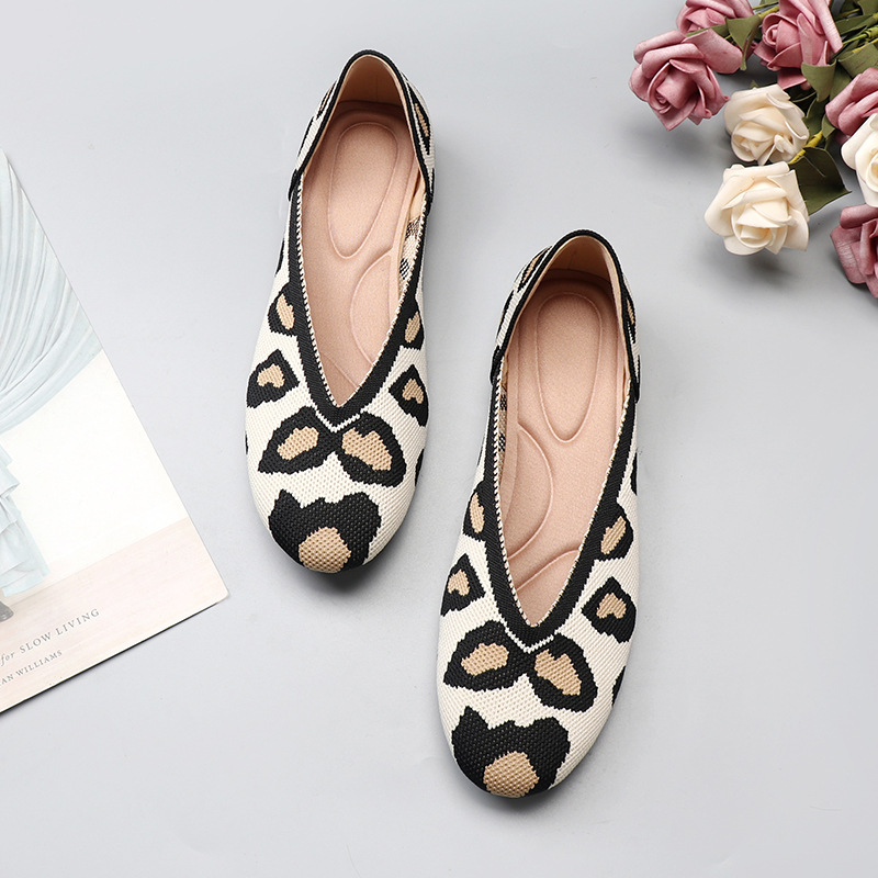 Gestrickte Damen Slipper Pointed Toe Ballerinas Für Schwangere_voghion.com
