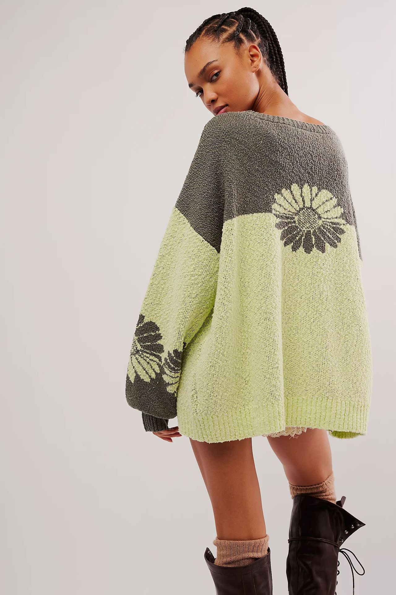 Women's Floral Wool Sweater Loose Comfortable Pullover Jumper_voghion.com
