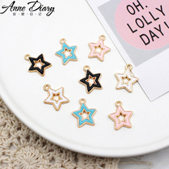 Hollow five-pointed star alloy dripping oil DIY jewelry accessories hair accessories earrings pendant Korean version simple small star pendant