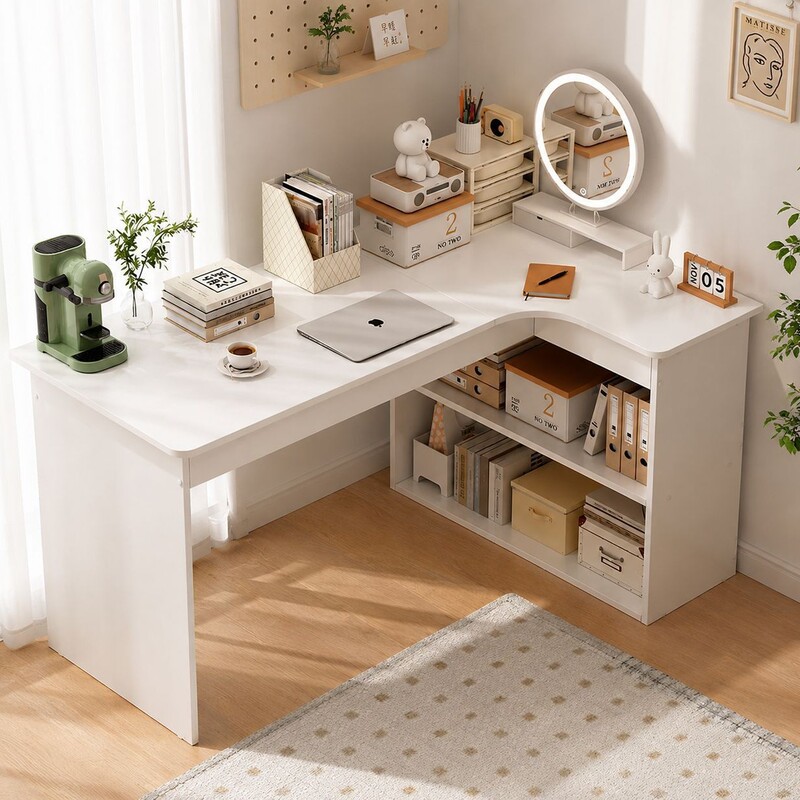 Trendy Store Simple Style Bead Art Table with Tool Storage Cabinet, Home Corner Desk, Bookshelf Integrated Table, Study Desk