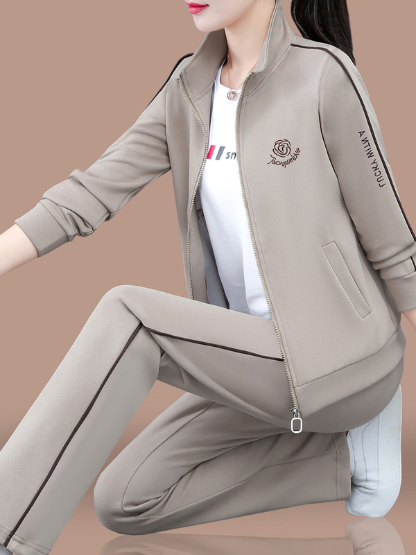 立领外套运动套装女2025新款春秋中年妈妈时髦洋气宽松休闲两件套|undefined