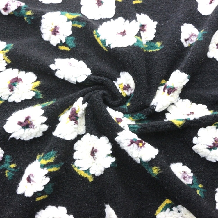 Jacquard lambswool knitted weft yarn-dyed particles jacquard fleece reverse blowing lambswool cloth home textile clothing fabric