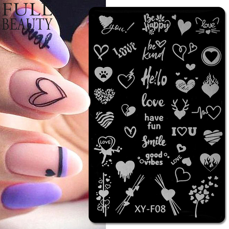 Cross-border new nail plate Valentine's Day series Love English flowers and plants butterfly dandelion nail printing tools