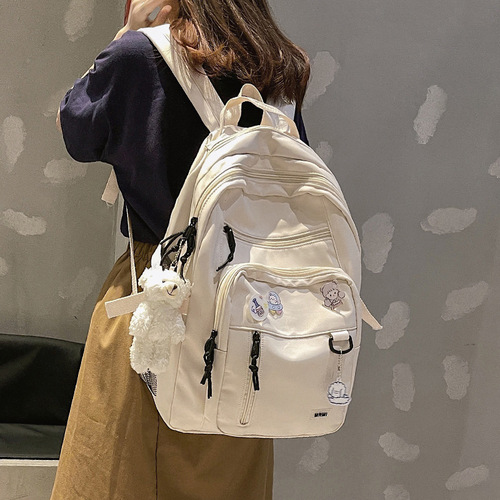 Large Capacity Multi-Pocket Women's University Student Dual Shoulder Bag 15.6-inch Laptop Bag Junior High and High School Campus Backpack