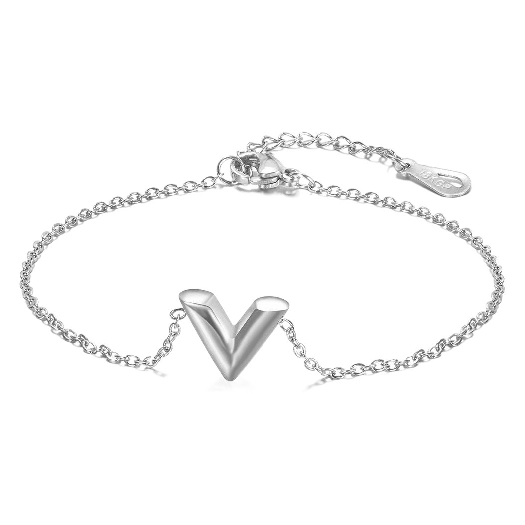Collar femenino en forma de V pendientes traje de acero de titanio Conjunto de joyas de acero inoxidable Joyas de tres piezas en forma de V pulsera