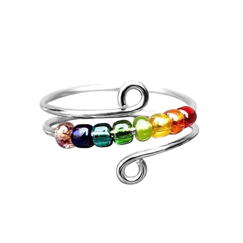 Amazon Anti-Stress and Anti-Anxiety Titanium Steel Bead Turning Ring Open Bead Ring