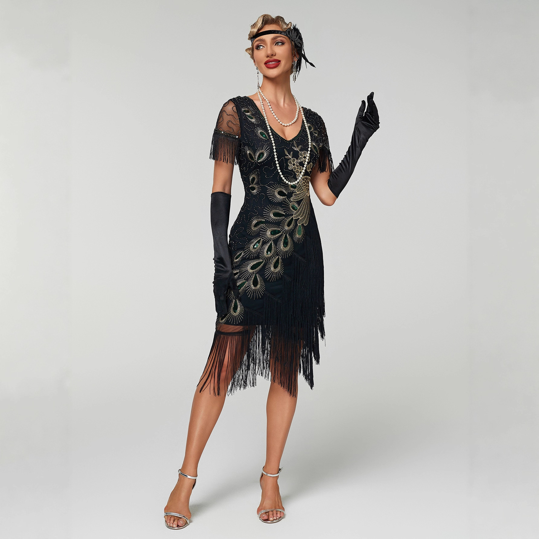 Vintage Sequin Tassel Dress 1920 Gatsby Style Beaded Prom Dance Party Toasting Women's Vintage Dress_ecoleips.com