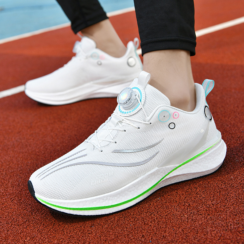 Lightweight shock-absorbing white summer breathable running sneakers…